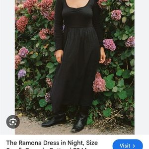 Christy Dawn Ramona Black Maxi Sundress Scoop Neck Long Sleeve